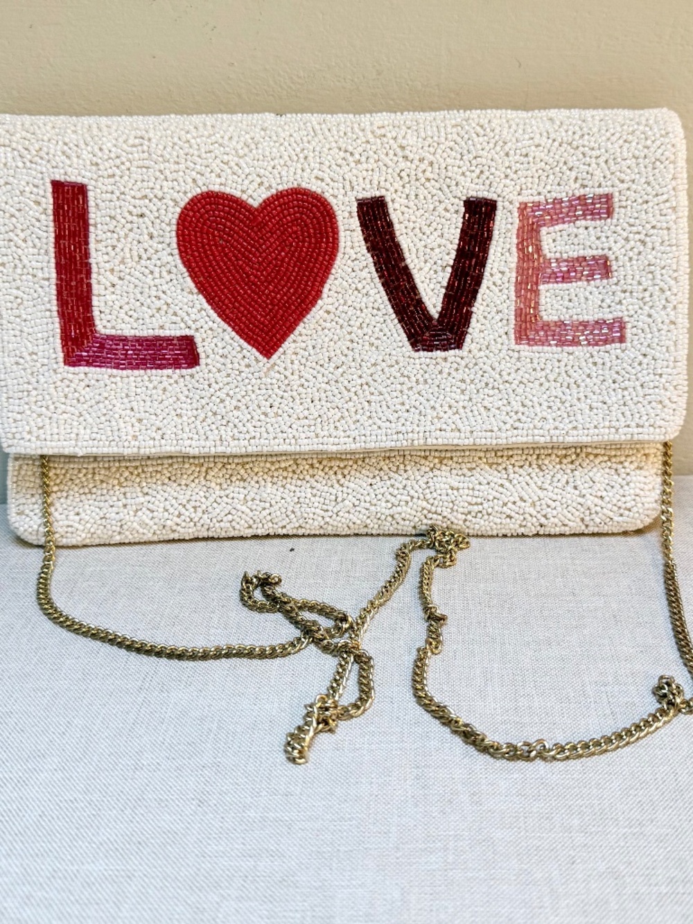 Versona LOVE Beaded Handbag Clutch Shoulder Bag NWT
